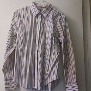 Women's button-up pinned stripe shirt